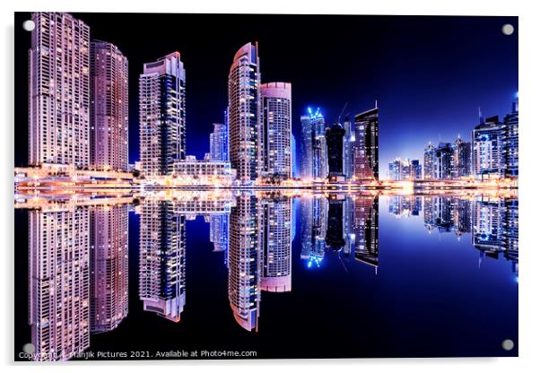 Dubai Marina Acrylic by Manjik Pictures