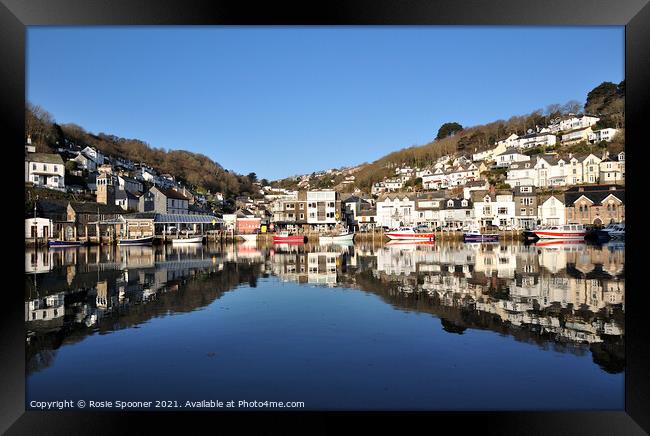 Early morning reflections on The River Looe Framed Print by Rosie Spooner