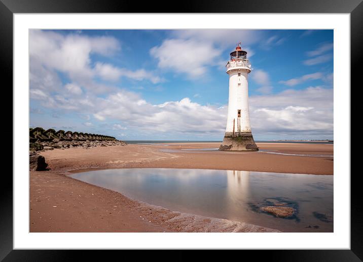 Perch rock Lighthouse Reflections Framed Mounted Print by Wendy Williams CPAGB