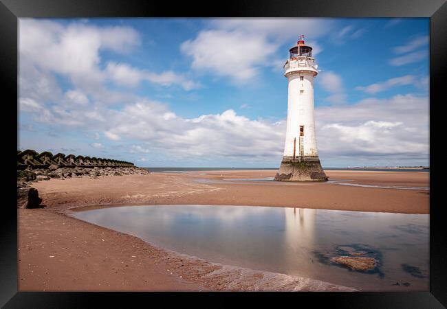 Perch rock Lighthouse Reflections Framed Print by Wendy Williams CPAGB