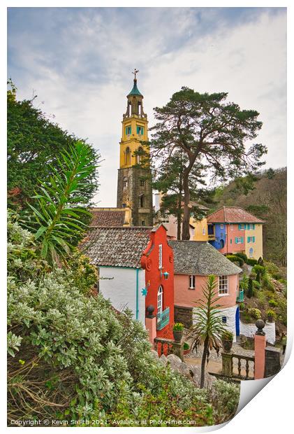 Portmeirion Clock Tower  Print by Kevin Smith