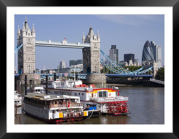 Tower bridge paddle boats Framed Mounted Print by David French