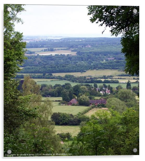 View across Kent (England) Acrylic by Sheila Eames