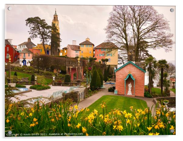 portmeirion gardens architecture  Acrylic by Kevin Smith