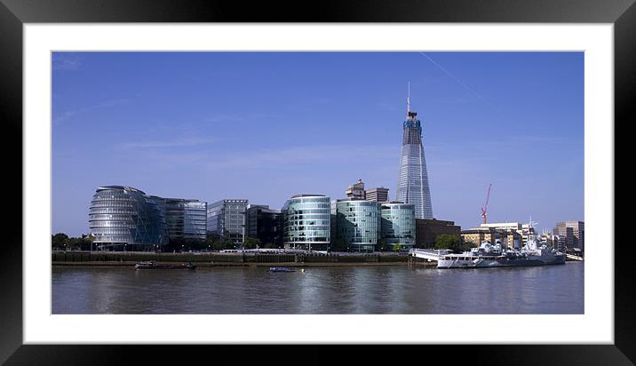 City Hall and HMS Belfast Framed Mounted Print by David French