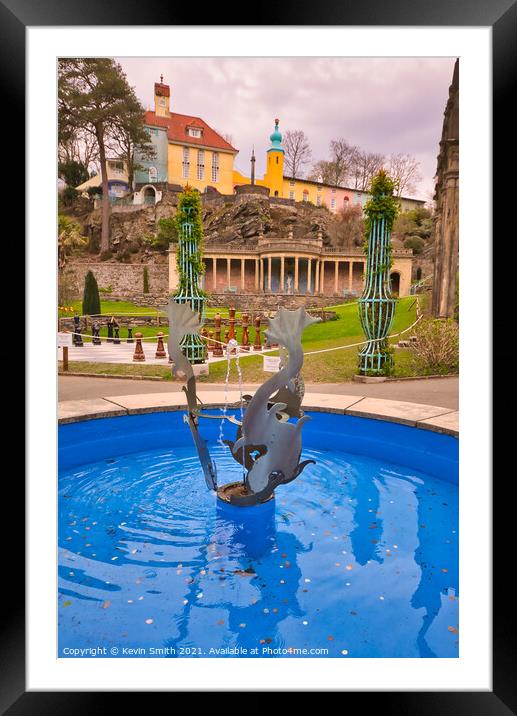 Portmeirion garden fountain Framed Mounted Print by Kevin Smith