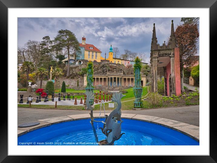 Portmeirion Fountain Framed Mounted Print by Kevin Smith