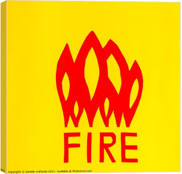 the writing fire with flames Canvas Print by daniele mattioda