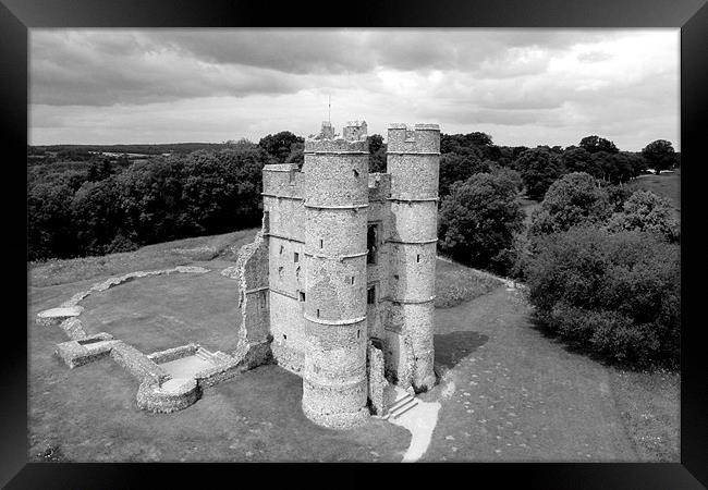 Donnington Castle (Black & White collection) Framed Print by jamie stevens Helicammedia