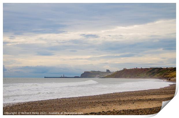 Blustery views from Sandsend to Whitby Print by Richard Perks
