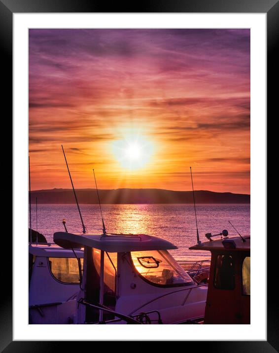 Sunset at Pwll Gwaelod Framed Mounted Print by Mark Llewellyn