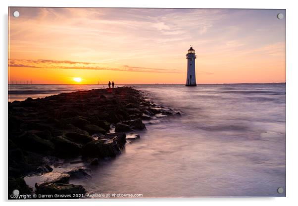 Sunset at perch rock Acrylic by Darren Greaves