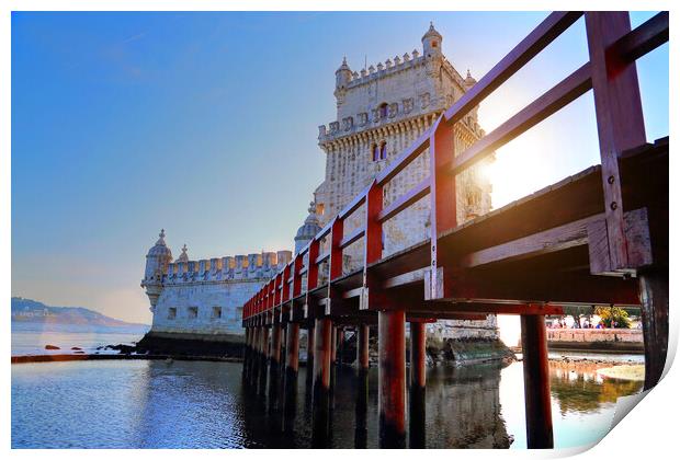 Lisbon, Belem Tower at sunset Print by Elijah Lovkoff