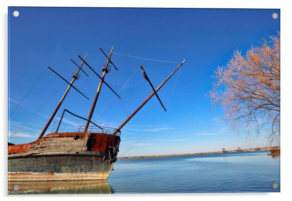 La Grande Hermine – Famous Abandoned Ship in Ontario lake Acrylic by Elijah Lovkoff