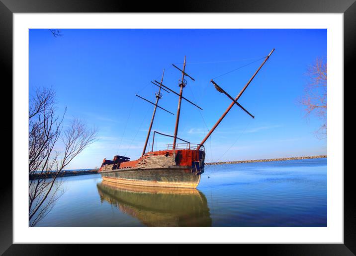 La Grande Hermine – Famous Abandoned Ship in Ontario lake on t Framed Mounted Print by Elijah Lovkoff