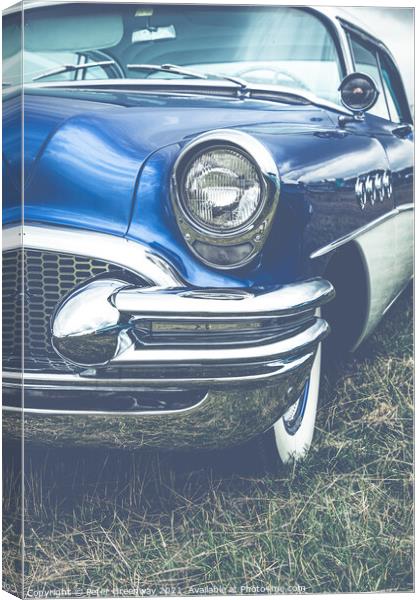 AMERICAN BUICK BLUE 1960S CAR Canvas Print by Peter Greenway