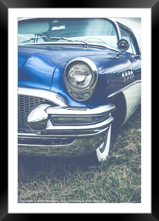 AMERICAN BUICK BLUE 1960S CAR Framed Mounted Print by Peter Greenway