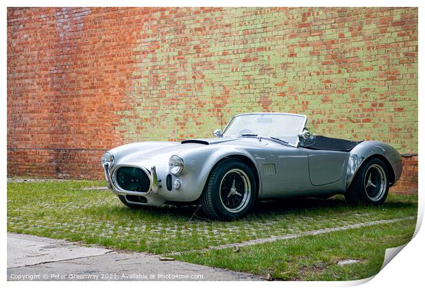 CLASSIC COBRA SPORTS CAR SILVER Print by Peter Greenway