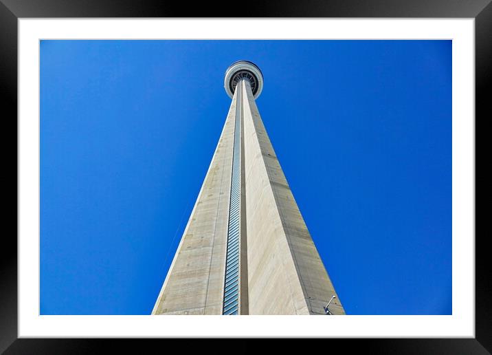 Famous CN Tower overlooking Ontario lake Framed Mounted Print by Elijah Lovkoff