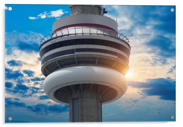 Toronto, famous CN Tower overlooking Ontario Lake  Acrylic by Elijah Lovkoff