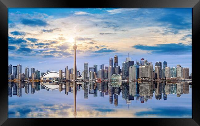 Toronto skyline from Ontario lake Framed Print by Elijah Lovkoff