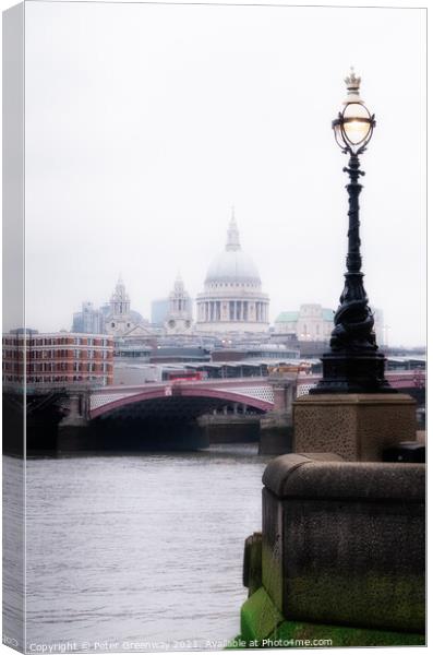 London River Thames St Paul Cathedral Canvas Print by Peter Greenway