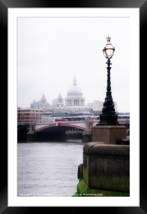 London River Thames St Paul Cathedral Framed Mounted Print by Peter Greenway