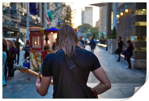 Toronto, Street musician entertaining the crowd Print by Elijah Lovkoff