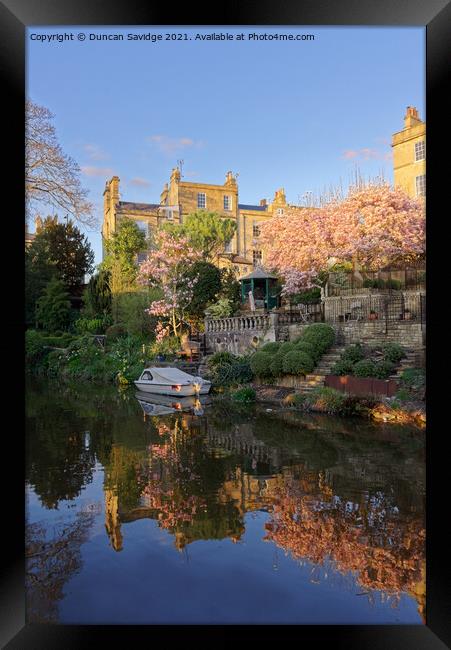 Spring reflections along the Kennett and Avon cana Framed Print by Duncan Savidge