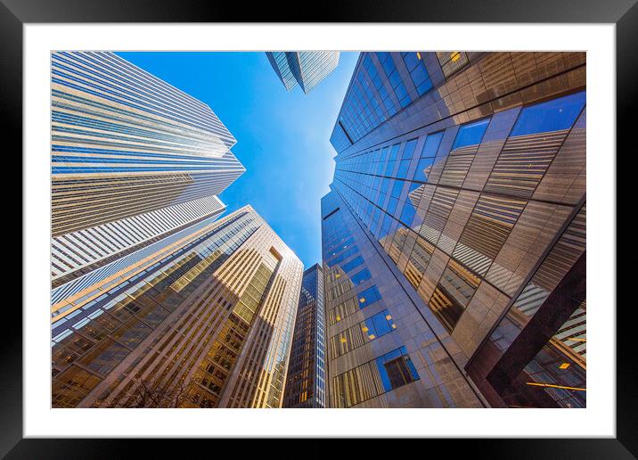 Financial district skyline and modern architecture Framed Mounted Print by Elijah Lovkoff