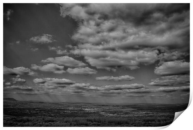 Clouds Over Burnley from Crown Point Mono Print by Glen Allen