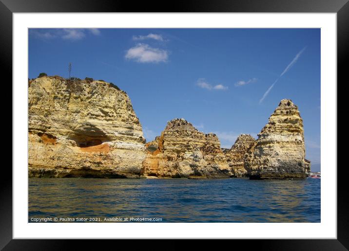 Algarve coast with rocky formations Framed Mounted Print by Paulina Sator