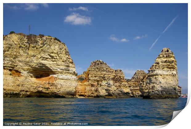 Algarve coast with rocky formations Print by Paulina Sator