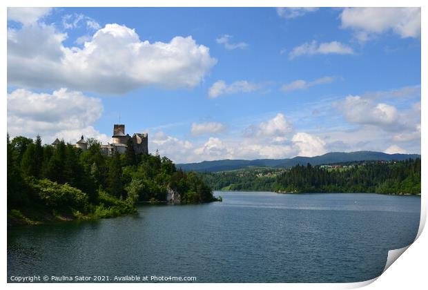 Lake Czorsztyn and castle in Niedzica. Poland Print by Paulina Sator