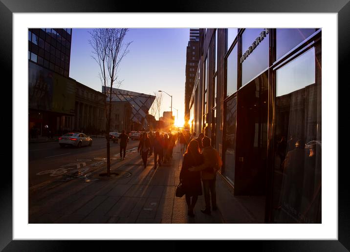Toronto downtown shopping district at sunset Framed Mounted Print by Elijah Lovkoff
