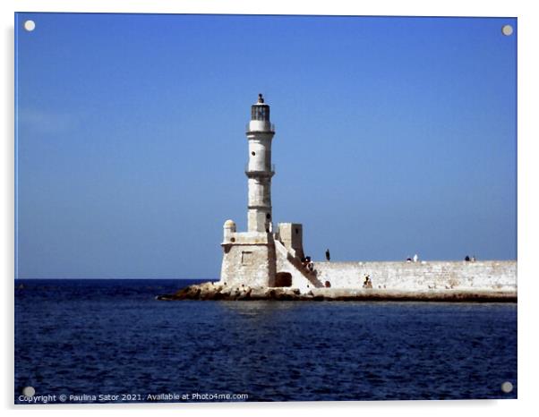 Lighthouse in Chania, Greece Acrylic by Paulina Sator