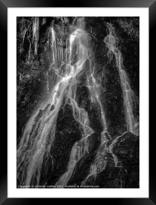 Icicles in a waterfall Framed Mounted Print by christian maltby