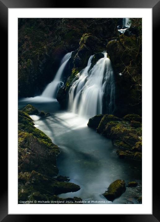 Colwith Force waterfall, lake district Framed Mounted Print by Michaela Strickland
