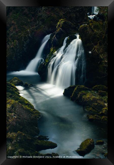 Colwith Force waterfall, lake district Framed Print by Michaela Strickland