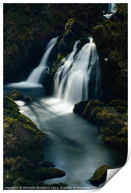 Colwith Force waterfall, lake district Print by Michaela Strickland
