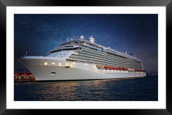 Cruise ship heading to vacation Framed Mounted Print by Elijah Lovkoff