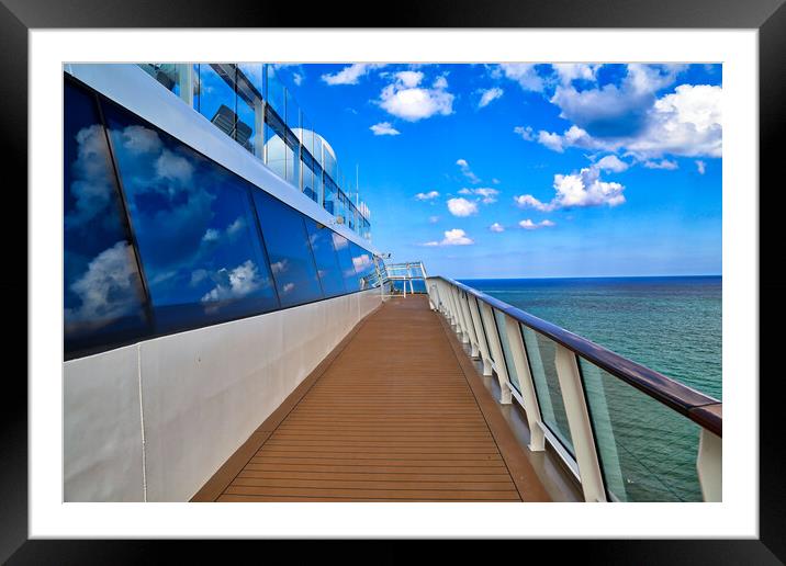 Luxury cruise ship heading to а vacation cruise around Caribbea Framed Mounted Print by Elijah Lovkoff