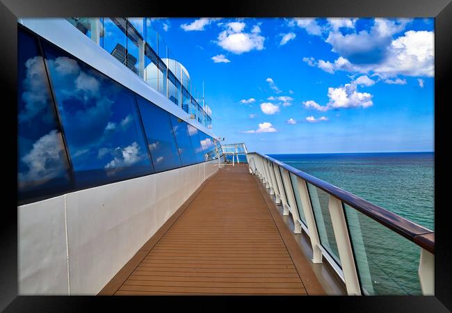 Luxury cruise ship heading to а vacation cruise around Caribbea Framed Print by Elijah Lovkoff