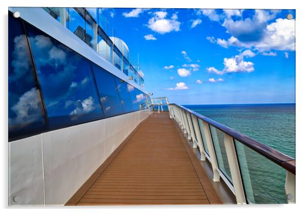 Luxury cruise ship heading to а vacation cruise around Caribbea Acrylic by Elijah Lovkoff
