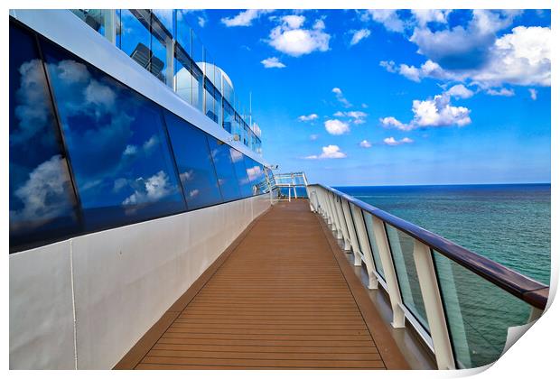 Luxury cruise ship heading to а vacation cruise around Caribbea Print by Elijah Lovkoff