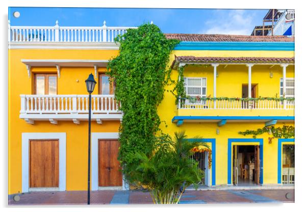 Colombia, Scenic colorful streets of Cartagena in historic Getse Acrylic by Elijah Lovkoff