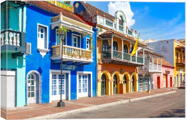 Cartagena, Colombia – 18 December, 2019: Scenic colorful stree Canvas Print by Elijah Lovkoff