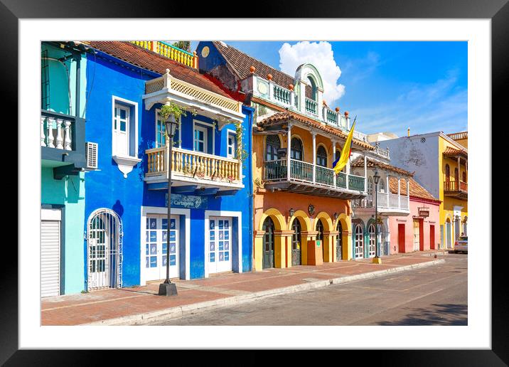 Cartagena, Colombia – 18 December, 2019: Scenic colorful stree Framed Mounted Print by Elijah Lovkoff