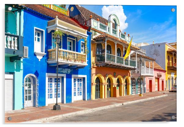 Cartagena, Colombia – 18 December, 2019: Scenic colorful stree Acrylic by Elijah Lovkoff