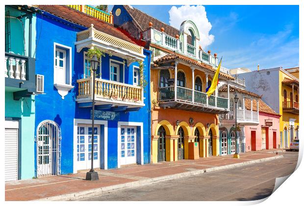 Cartagena, Colombia – 18 December, 2019: Scenic colorful stree Print by Elijah Lovkoff